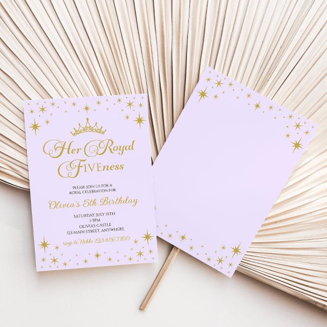 Hennes Royal Guld Princess 5 Birthday Invi Inbjudningar (Skapare uppladdad)