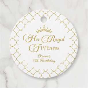 Hennes Royal Guld Princess 5:e födelsedag Gåvor Etiketter