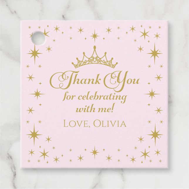 Hennes Royal Guld Princess 5:e födelsedag Gåvor Etiketter (Framsida)