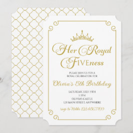 Hennes Royal Guld Princess 5:e födelsedag Inbjudningar