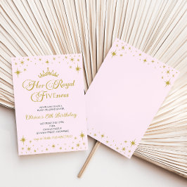 Hennes Royal Guld Princess 5:e födelsedag Inbjudningar