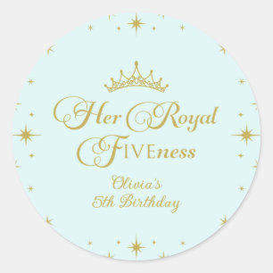Hennes Royal Guld Princess 5:e födelsedag Runt Klistermärke