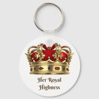 Hennes Royal Highness Red och Golden Royalty Krona Nyckelring