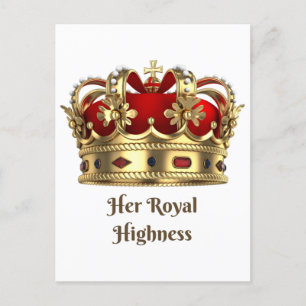 Hennes Royal Highness Red och Golden Royalty Krona Vykort