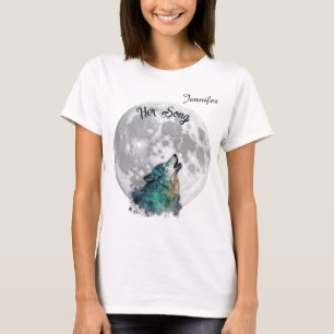 "Hennes Sång" Varg och Mån Kvinnors Anpassad T Shirt
