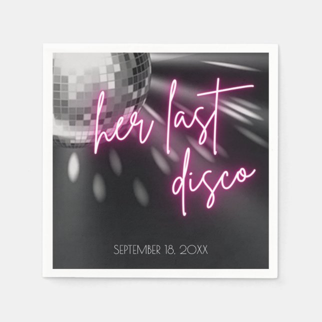 Hennes senaste Disco Bachelorette Party Napkins Pappersservett (Framsidan)