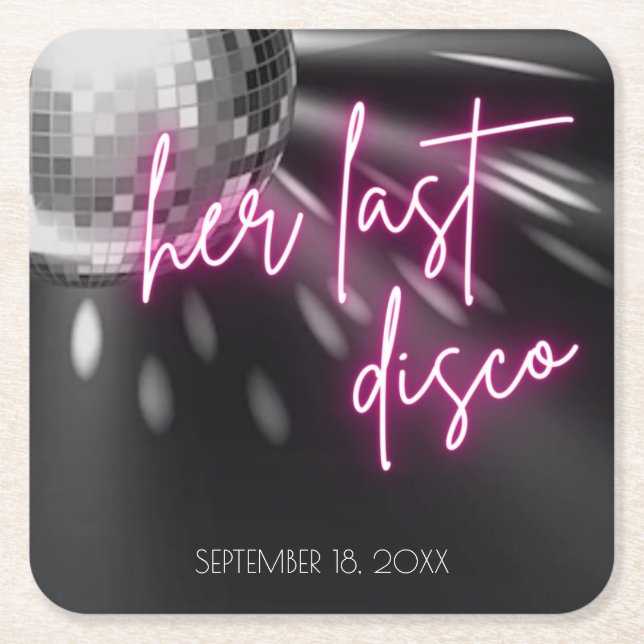 Hennes senaste Disco Bachelorette Party Napkins Underlägg Papper Kvadrat (Framsidan)