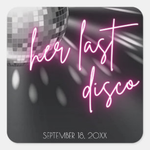 Hennes sista Disco Bachelorette Party Napkins Squa Fyrkantigt Klistermärke