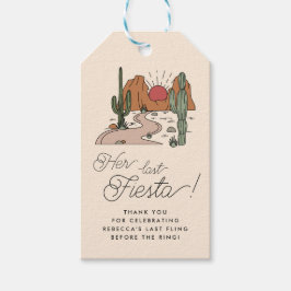 Hennes sista Fiesta Boho Desert Bachelorette-favor Presentetikett