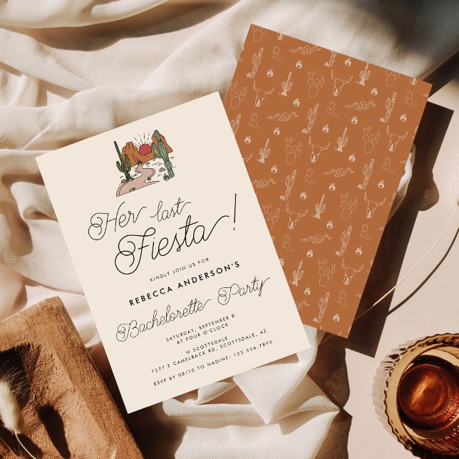 Hennes sista Fiesta Desert Cactus Bachelorette Par Inbjudningar (Skapare uppladdad)
