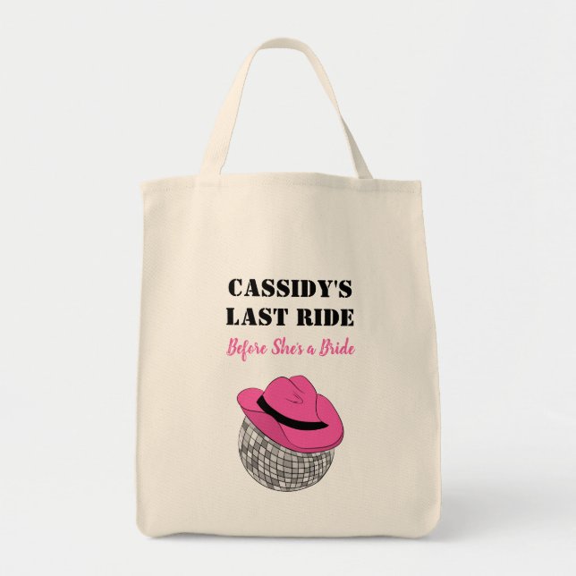 Hennes sista Ride Disco Cowgirl Bachelorette Party Tygkasse (Framsidan)