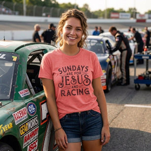Hennes "Söndagar är för Jesus och racing" T Shirt