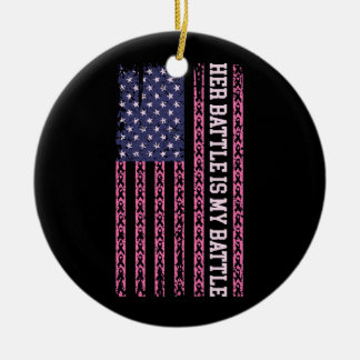 Hennes strid är min kamp, design för bröstcancer julgransprydnad keramik