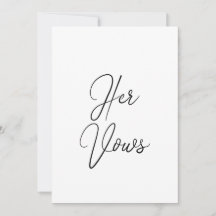 Hennes Vow-kort | Bröllop Vow Booklet för Bride