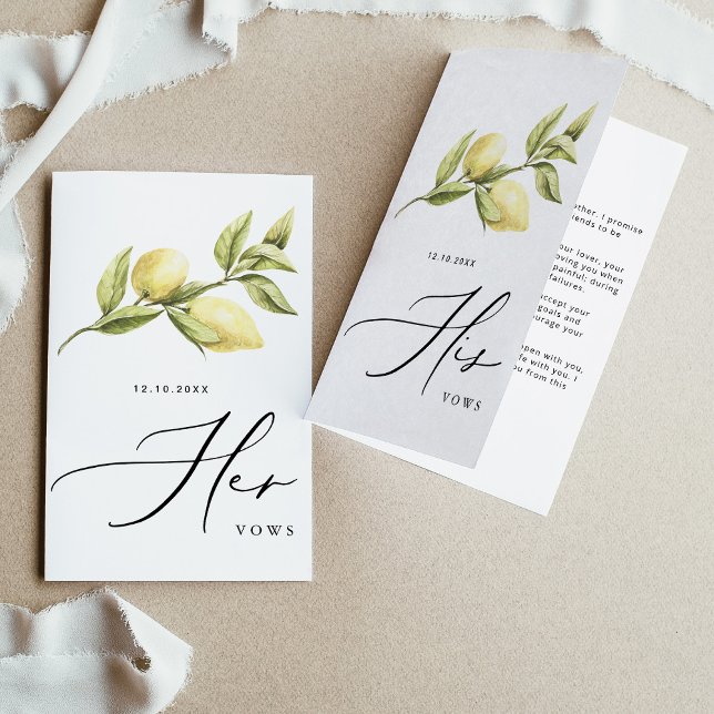 Hennes Vows Gult Lemon Bröllop-kort Meddelande (Skapare uppladdad)