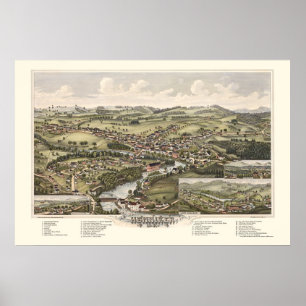 Henniker panorama- karta för NH - 1889 Poster