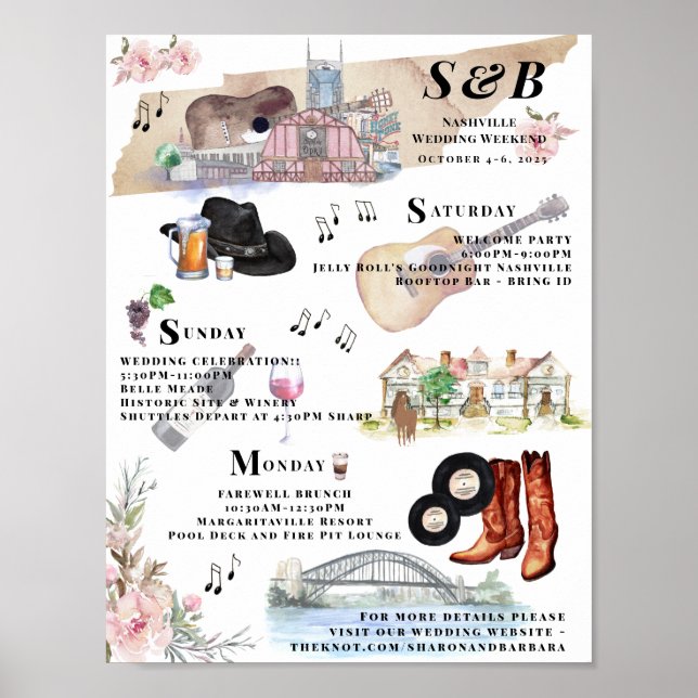 Henpartaj Itinerary | Nashville Poster (Framsidan)