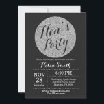 Henpartaj svart och silver glitter inbjudan<br><div class="desc">Henpartaj svart och silver glitter inbjudningskort. För ytterligare anpassning,  klicka på "Anpassa"-knappen och använd vårt designverktyg för att ändra denna mall.</div>