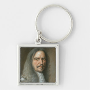 Henri de La Turnera d'Auvergne Vicomte de Turenne Fyrkantig Silverfärgad Nyckelring