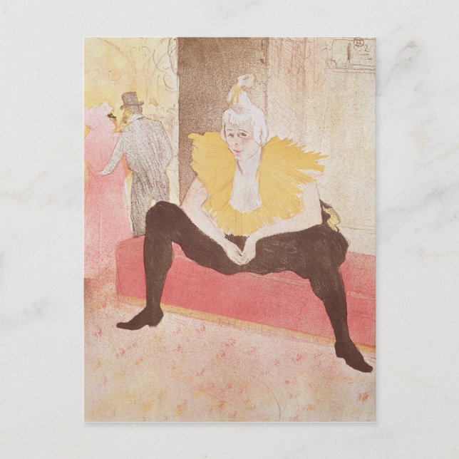 Henri de Toulouse-Lautrec | Clowness Cha-U-Kao Vykort (Framsida)