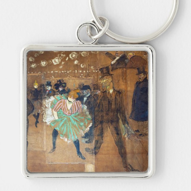 Henri de Toulouse-Lautrec - Dance at Rouge Fyrkantig Silverfärgad Nyckelring (Framsidan)