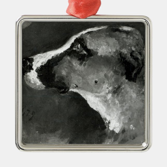 Henri de Toulouse-Lautrec | huvud av en hund med Julgransprydnad Metall (Framsidan)