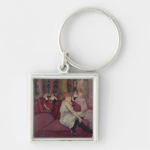 Henri de Toulouse-Lautrec   i salongen på Ruen Fyrkantig Silverfärgad Nyckelring