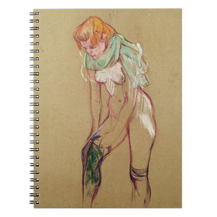 Henri de Toulouse-Lautrec kvinna som drar upp Anteckningsbok Med Spiral