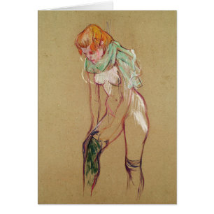 Henri de Toulouse-Lautrec kvinna som drar upp Hälsningskort