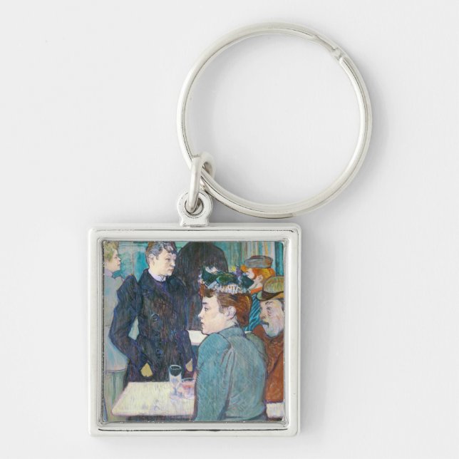 Henri de Toulouse-Lautrec | Moulin de la Galette Fyrkantig Silverfärgad Nyckelring (Framsidan)