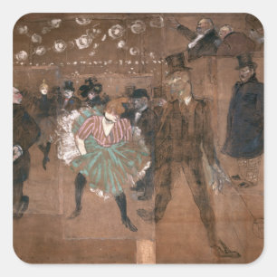 Henri de Toulouse-Lautrec som dansar på rougen Fyrkantigt Klistermärke