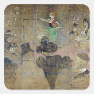 Henri de Toulouse-Lautrec som dansar på rougen: Fyrkantigt Klistermärke