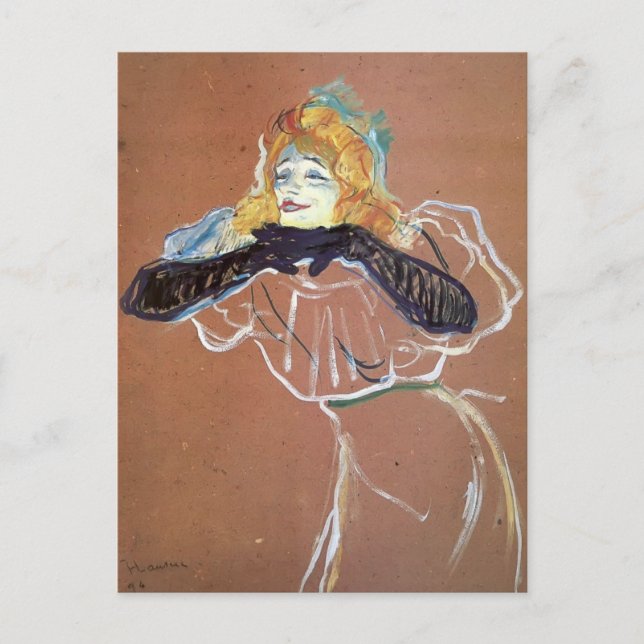 Henri de Toulouse-Lautrec-Yvette Guibert singing Vykort (Framsida)