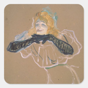 Henri de Toulouse-Lautrec Yvette Guilbert singi Fyrkantigt Klistermärke