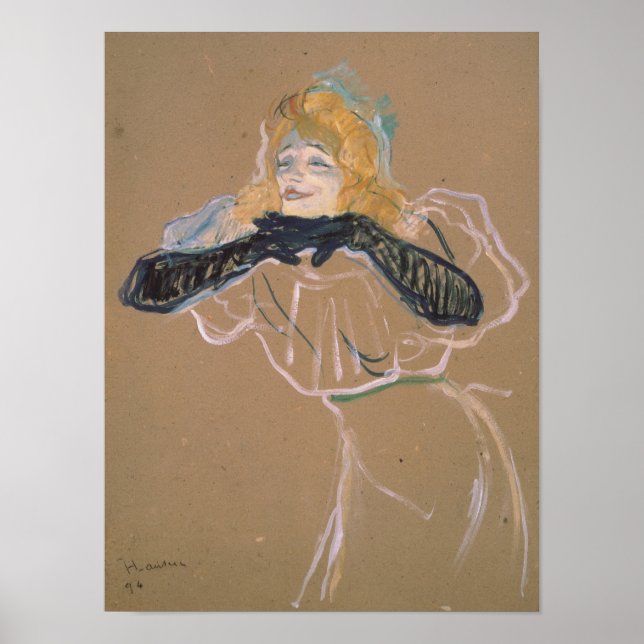 Henri de Toulouse-Lautrec | Yvette Guilbert singi Poster (Framsidan)