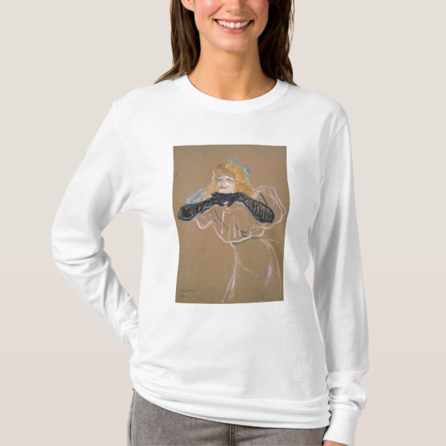 Henri de Toulouse-Lautrec | Yvette Guilbert singi Tee Shirt (Framsida)