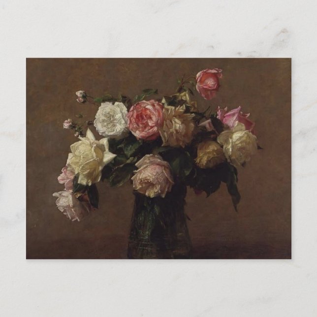 Henri Fantin-Latour- Bouquet of Rosor Vykort (Framsida)