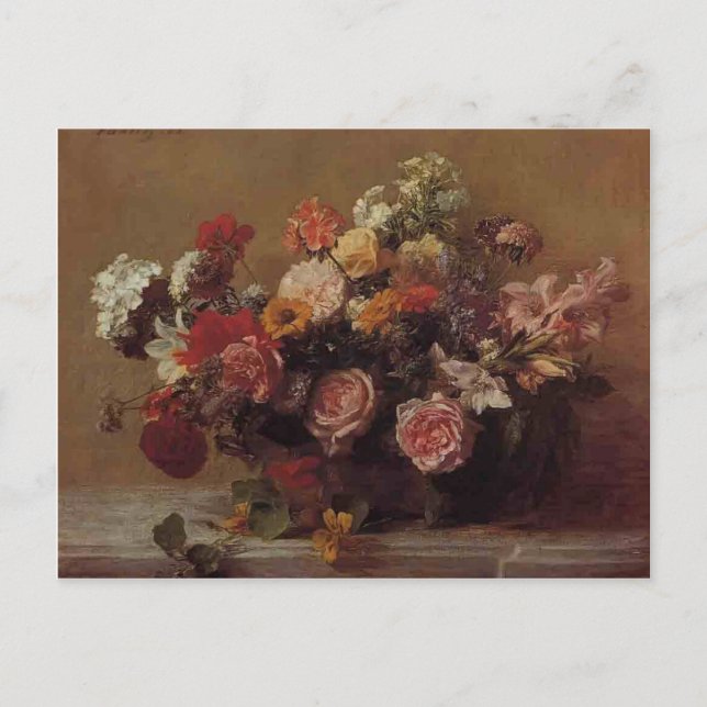Henri Fantin-Latour- Flowers Vykort (Framsida)