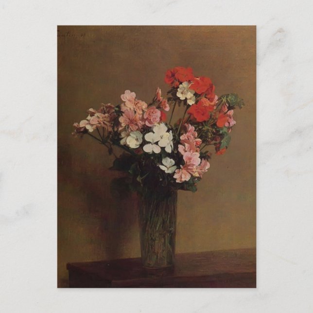 Henri Fantin-Latour-Geraniums Vykort (Framsida)