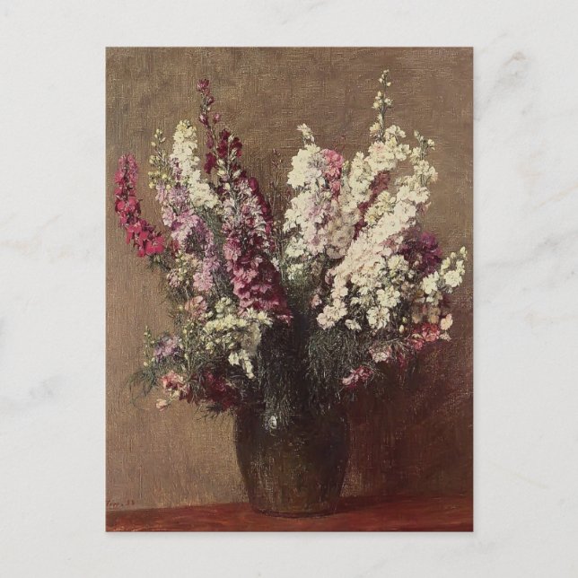 Henri Fantin-Latour-Larkspur Vykort (Framsida)