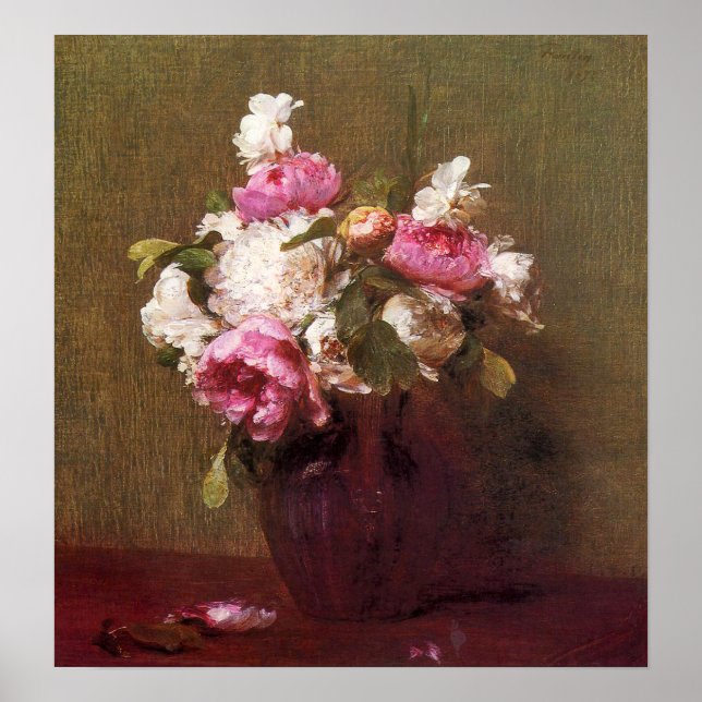Henri Fantin-Latour Peonies och Ro Poster (Framsidan)