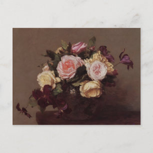 Henri Fantin-Latour-Rosor och Clematis Vykort