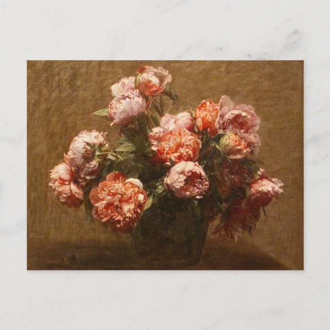 Henri Fantin-Latour Vas of Peonies Postcard Vykort (Framsida)
