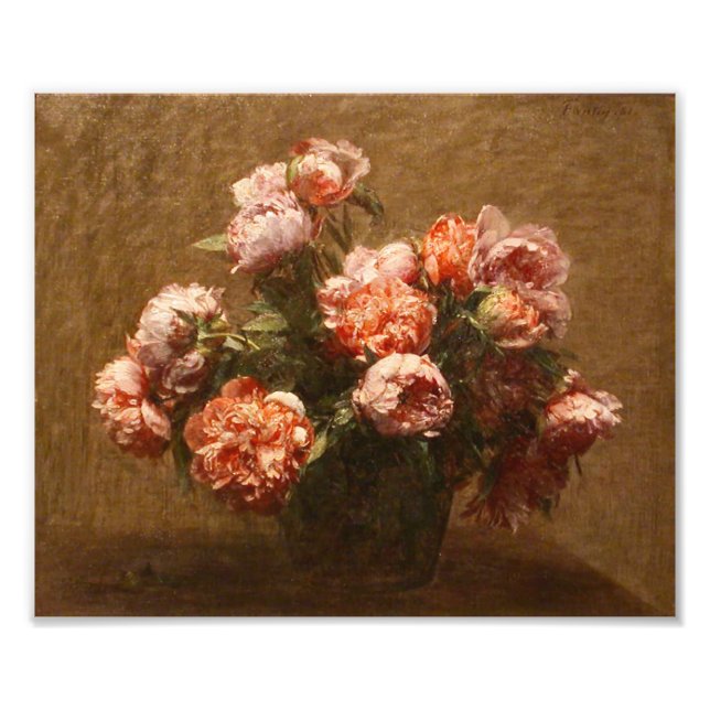 Henri Fantin-Latour Vas of Peonies Print Fototryck (Framsidan)
