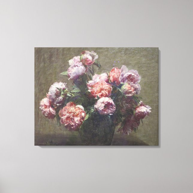 Henri Fantin-Latour Vintage Vas of Peonies Canvastryck (Framsida)