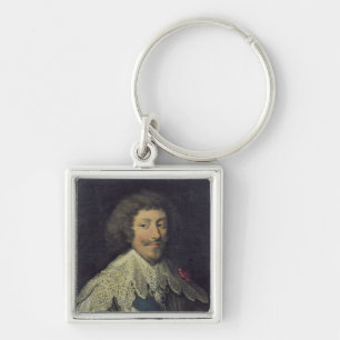 Henri II hertig av Montmorency Fyrkantig Silverfärgad Nyckelring