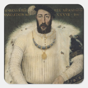 Henri II, kung av frankriken, 1555 Fyrkantigt Klistermärke