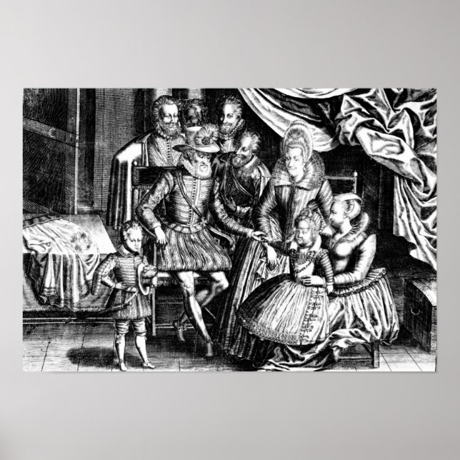Henri IV Kung av Frankrike med hans familj Poster (Framsidan)