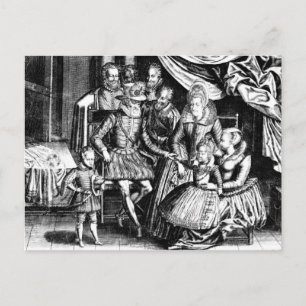 Henri IV Kung av Frankrike med hans familj Vykort