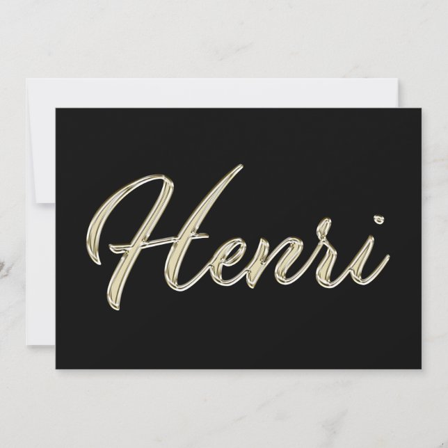 Henri Name white gold Handwriting Karte Kort (Framsida)